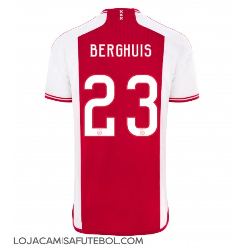 Camisa de Futebol Ajax Steven Berghuis #23 Equipamento Principal 2023-24 Manga Curta